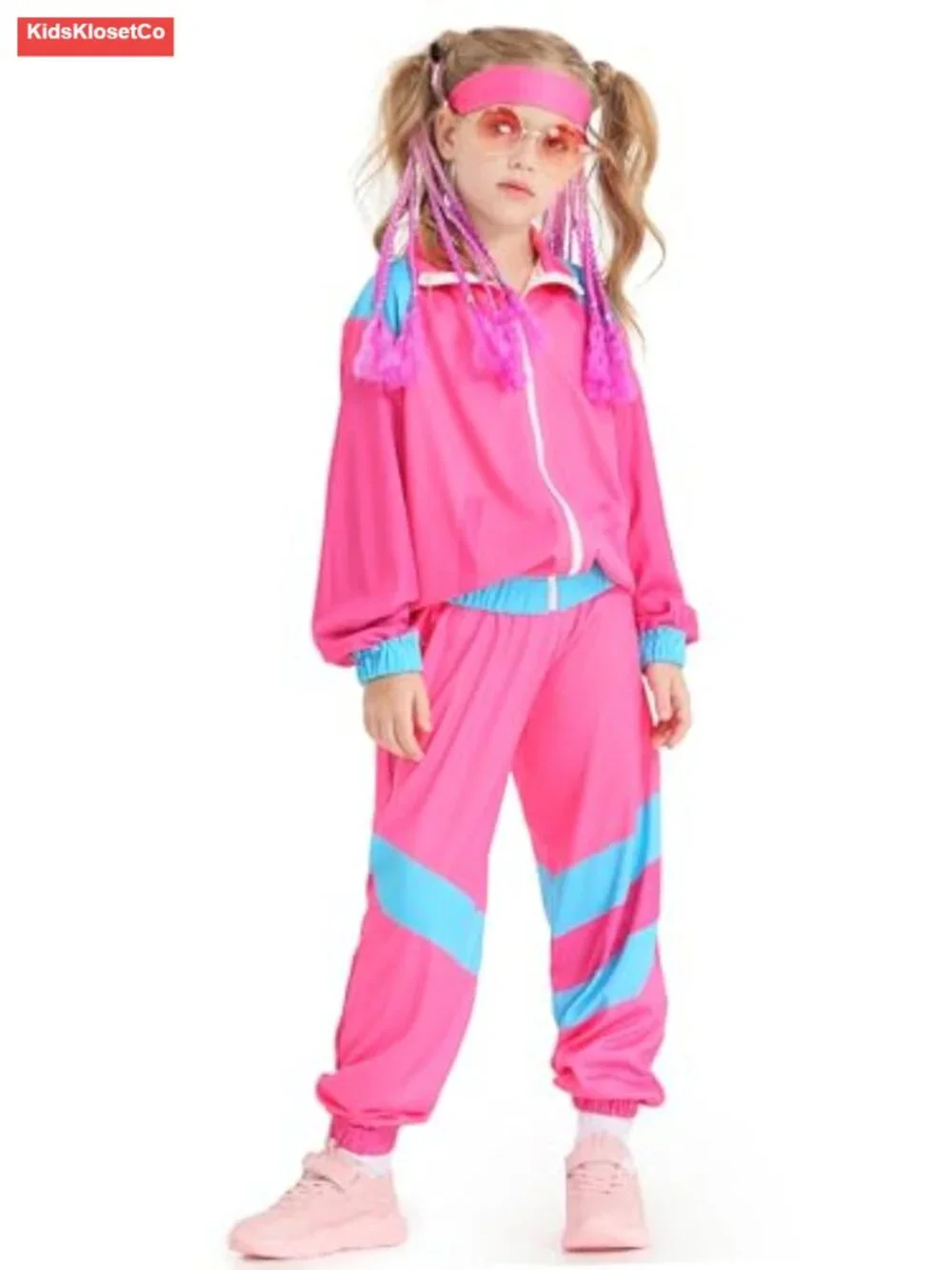 80s Retro Tracksuit Costume for Kids - 3 Piece Set Jacket Pants Headband